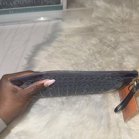 Tory Burch Blue Laser Cut Patent Leather Wristlet Pouch NWT - Picture 9 of 9